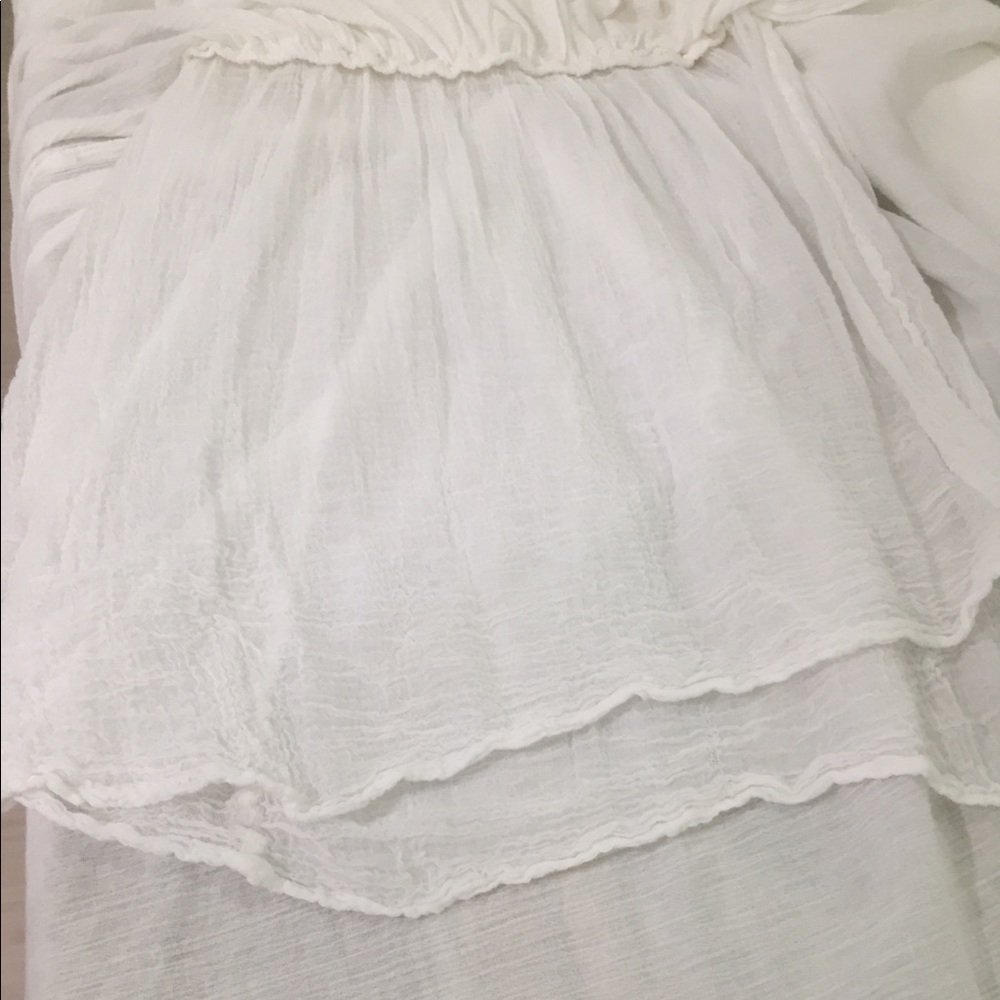 Boho white gauze dress with full skirt - Picture 5 of 10
